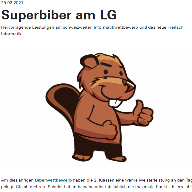 Superbiber am LG - Informatik Biber Schweiz